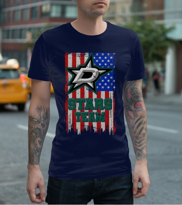 Stars Team Dallas American Flag T-Shirt