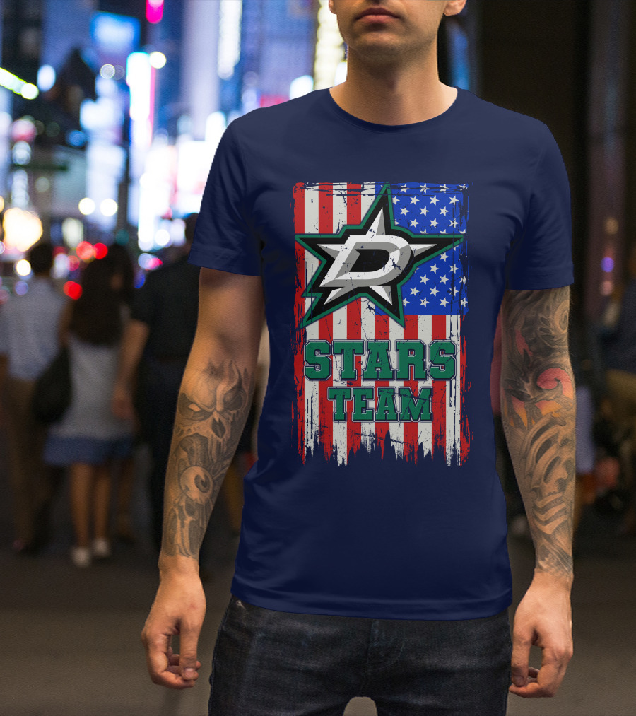 Stars Team Dallas American Flag T-Shirt