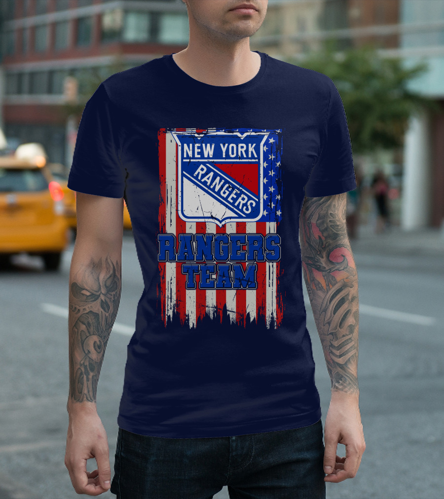 New York Rangers Team American Flag Style T-Shirt