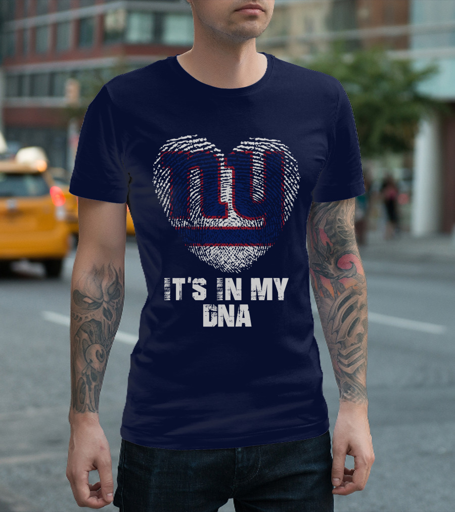 New York Giants It's In My Dna Heart Fingerprint T-Shirt