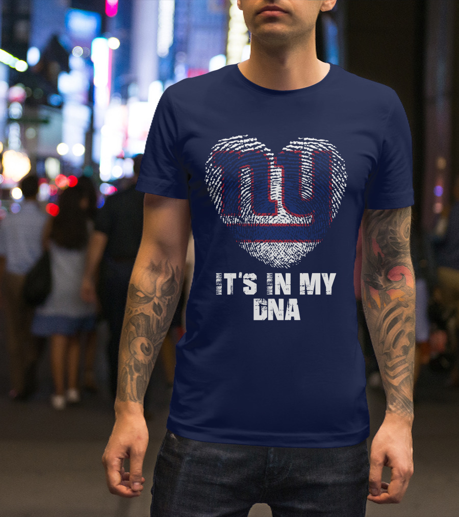 New York Giants It's In My Dna Heart Fingerprint T-Shirt