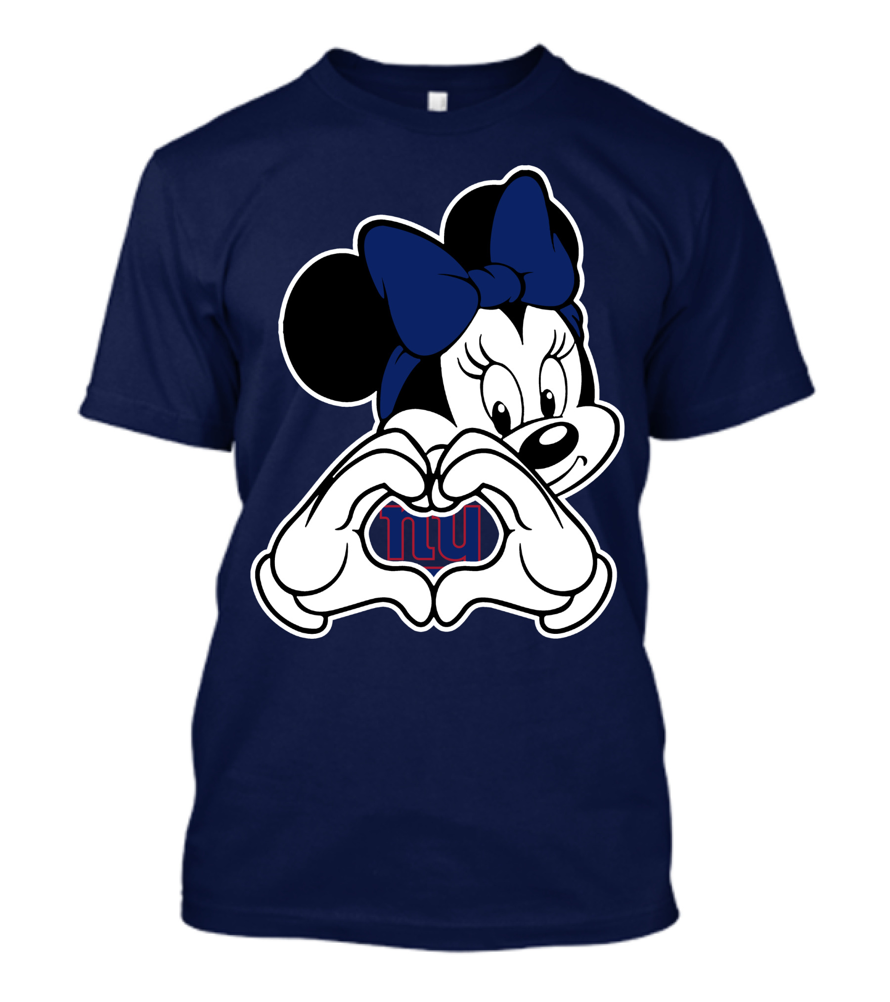 Minnie Mouse Heart Hands New York Giants Nfl Collaboration T-Shirt