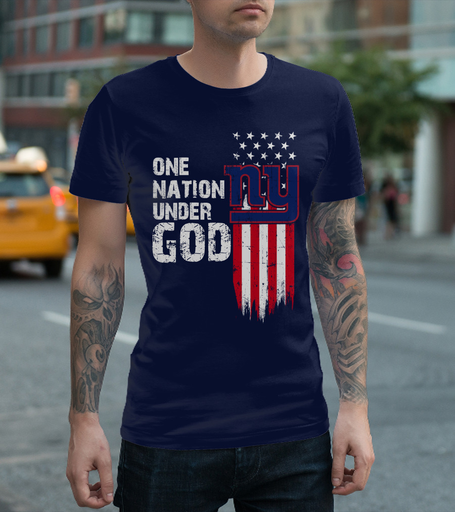 One Nation Under God Ny American Flag Design New York Giants T-Shirt