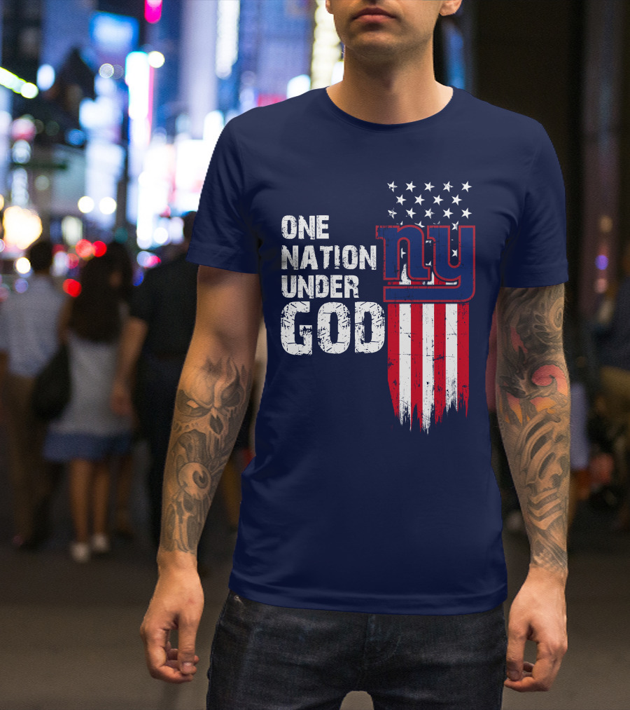 One Nation Under God Ny American Flag Design New York Giants T-Shirt