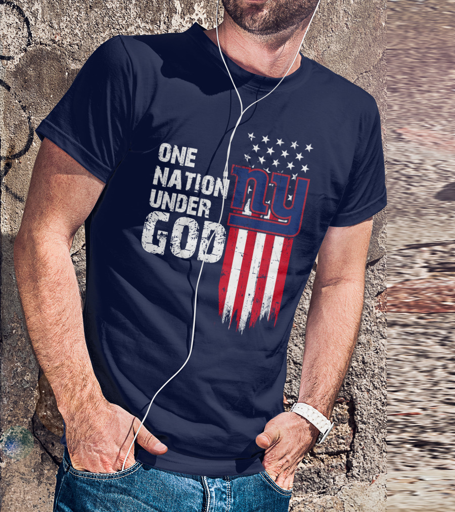 One Nation Under God Ny American Flag Design New York Giants T-Shirt