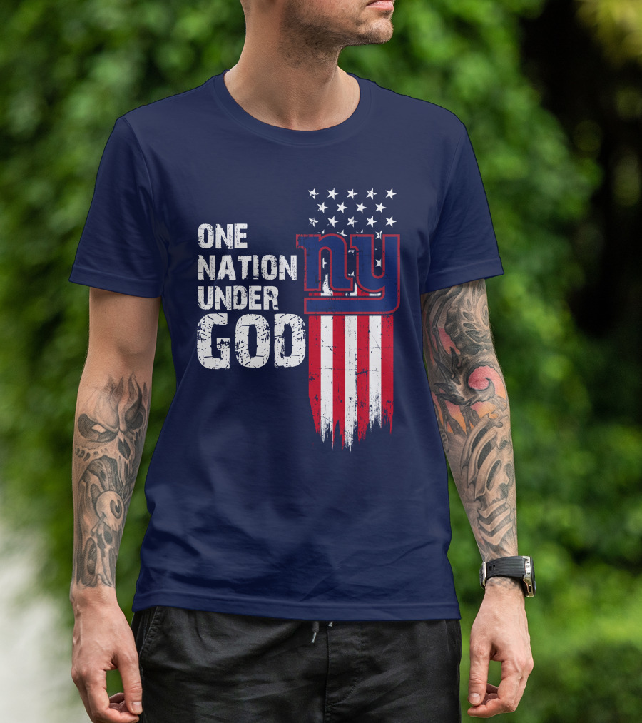 One Nation Under God Ny American Flag Design New York Giants T-Shirt