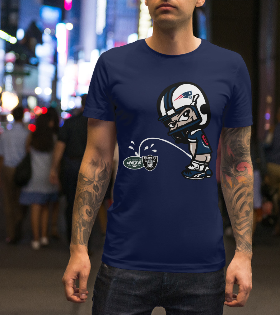 New England Patriots Jets Raiders Rivalry Cartoon T-Shirt