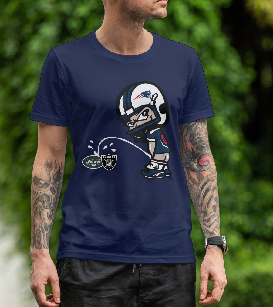 New England Patriots Jets Raiders Rivalry Cartoon T-Shirt