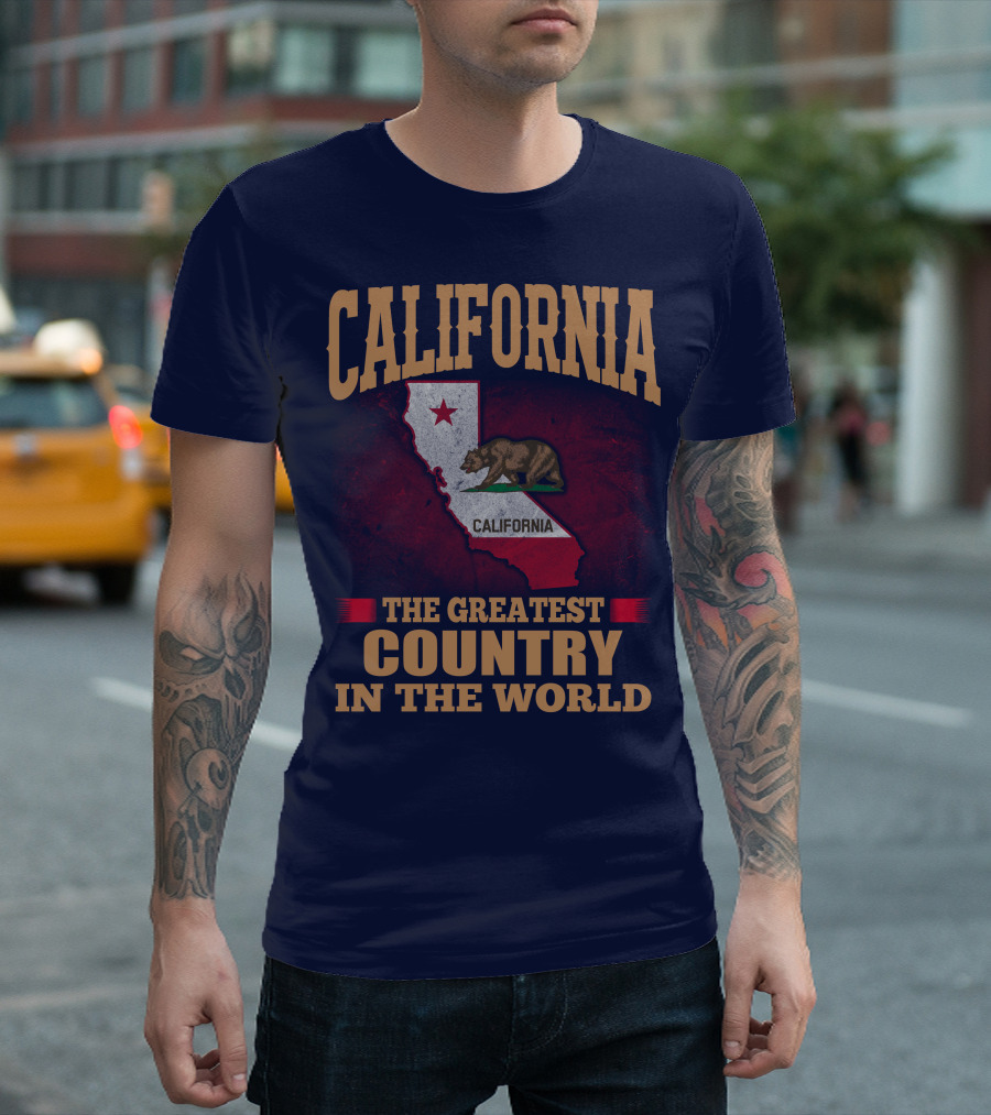 California The Greatest Country In The World Bear Flag Map T-Shirt