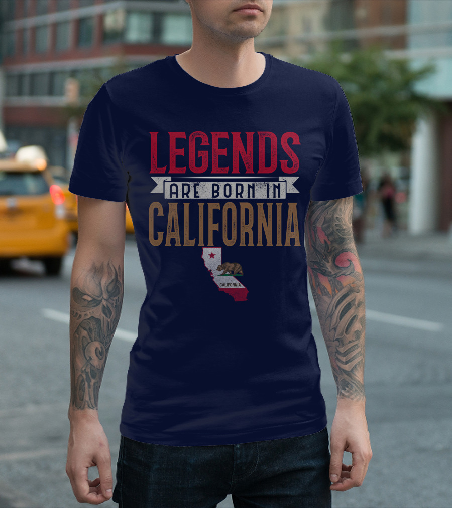 Legends Are Born In California State Flag Bear T-Shirt