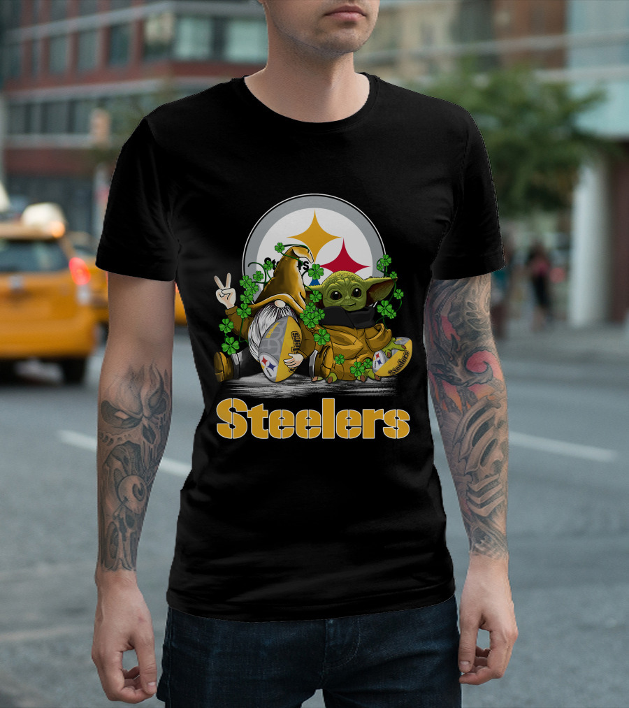 Steelers Shamrock Gnome And Green Alien Football T-Shirt