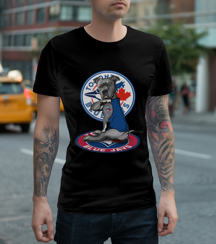 Toronto Blue Jays Dog Mascot With Logo And Canadian Maple Leaf T-Shirt