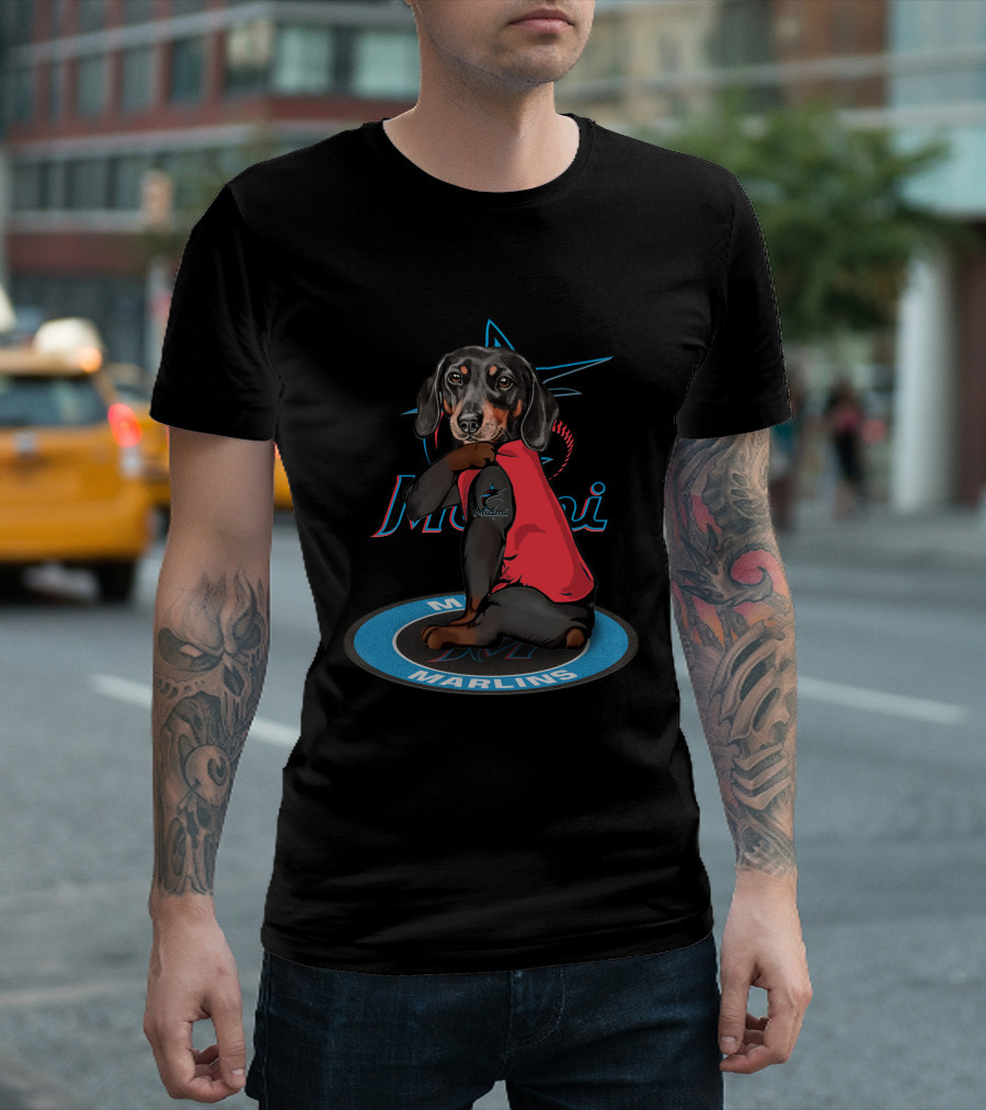 Miami Marlins Dog With Baseball And Team T-Shirt