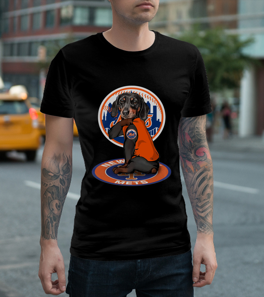 New York Mets Dachshund Orange Jersey T-Shirt