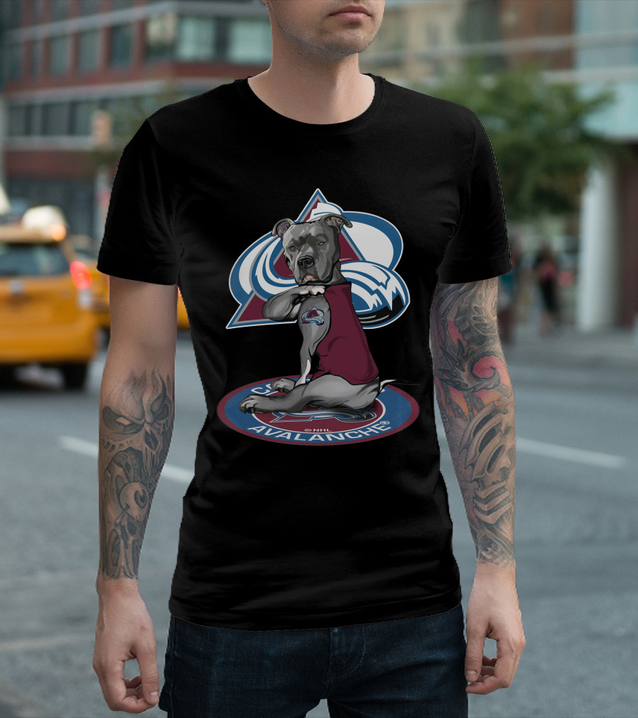 Colorado Avalanche Dog With Team Logo Tattoo And Jersey Nhl T-Shirt