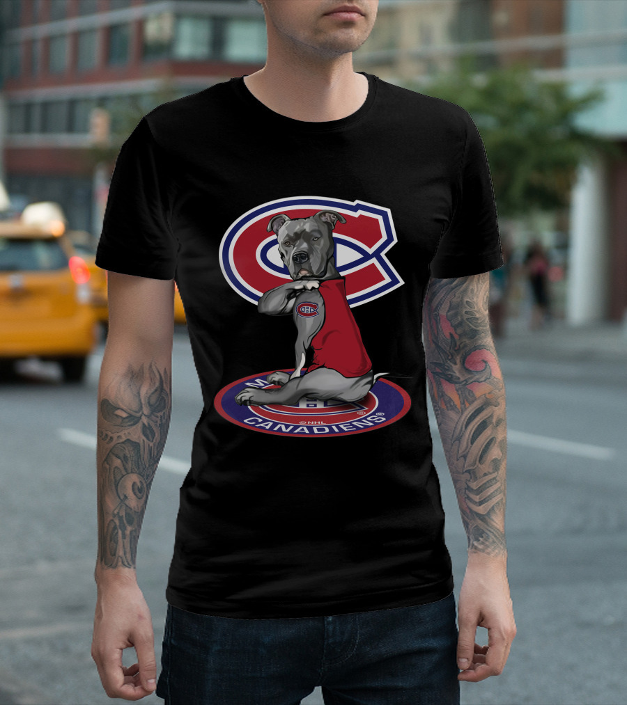 16 Montreal Canadiens Dog with Logo and Jersey T-Shirt