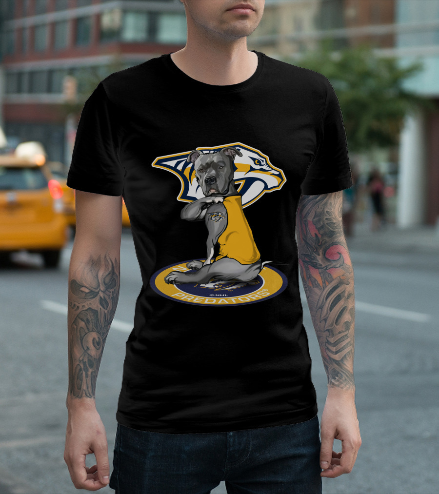 Nashville Predators Dog with Logo and NHL Branding T-Shirt