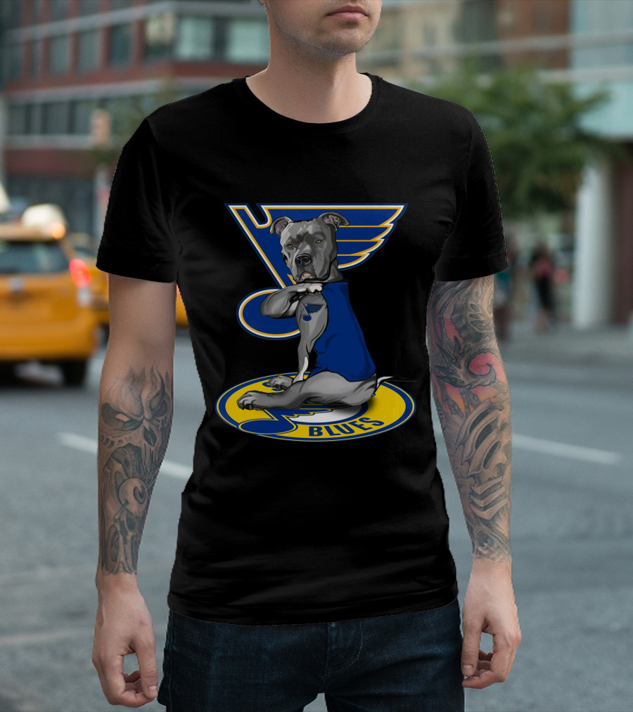 St Louis Blues Dog In Blue Jersey On Hockey T-Shirt