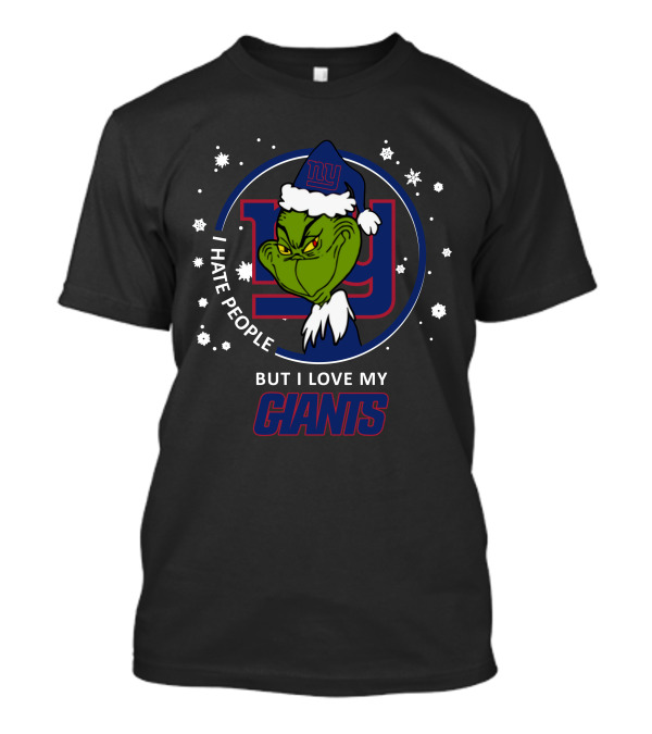 I Hate People But I Love My New York Giants Grinch Snowflakes T-Shirt