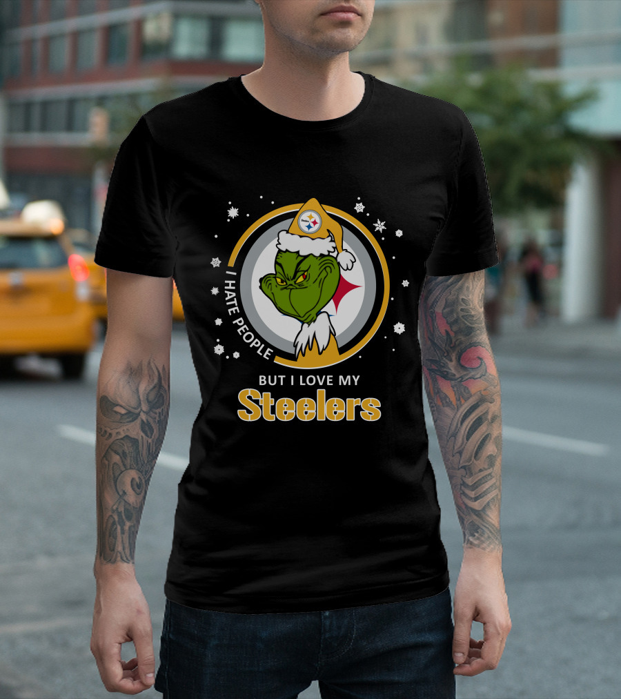 I Hate People But I Love My Pittsburgh Steelers Grinch T-Shirt