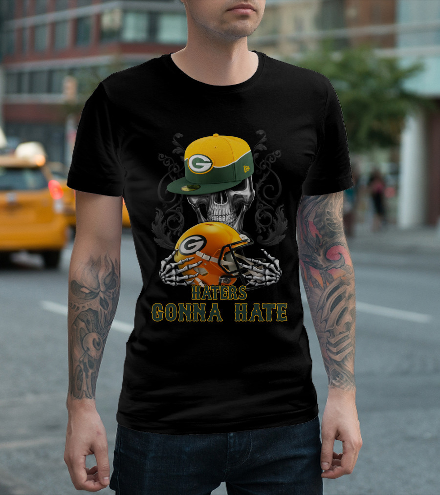 Haters Gonna Hate Green Bay Packers Skull Helmet Cap T-Shirt