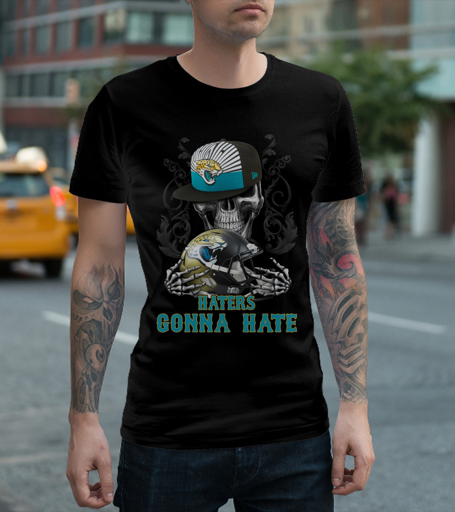 Jacksonville Jaguars Haters Gonna Hate Skull Helmet Cap T-Shirt
