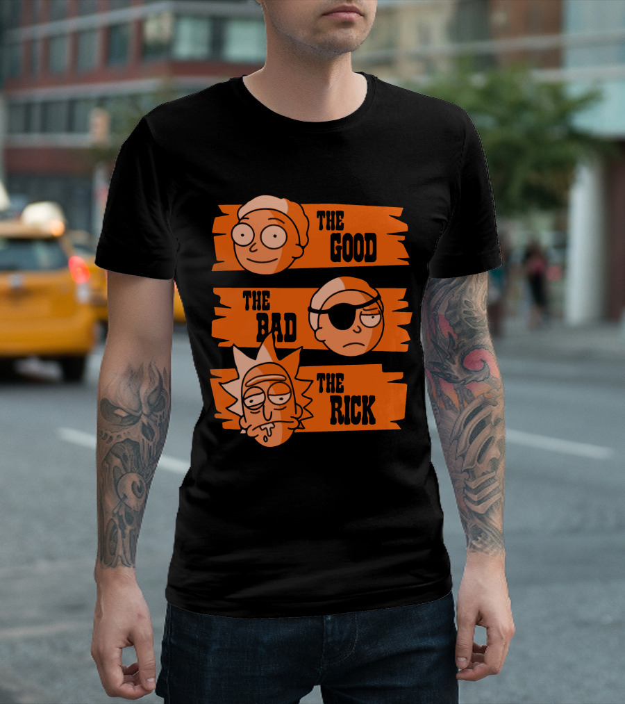 The Good The Bad The Rick Faces Iconic T-Shirt