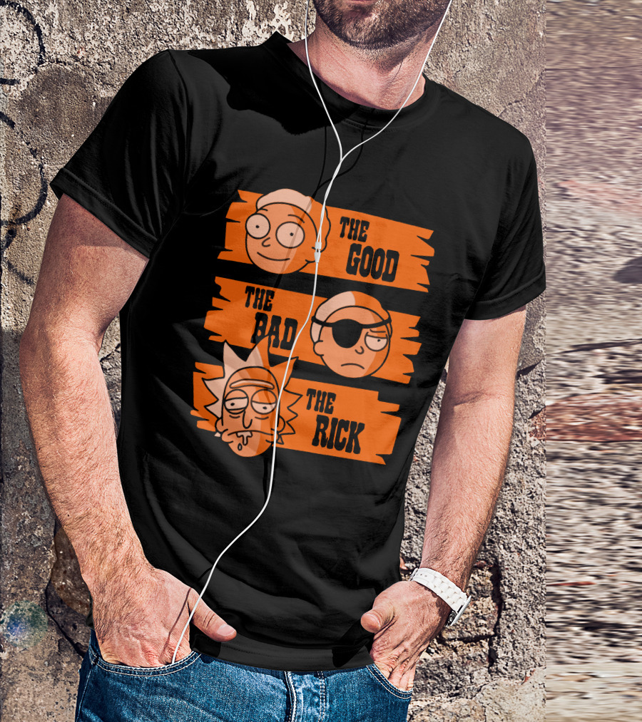 The Good The Bad The Rick Faces Iconic T-Shirt