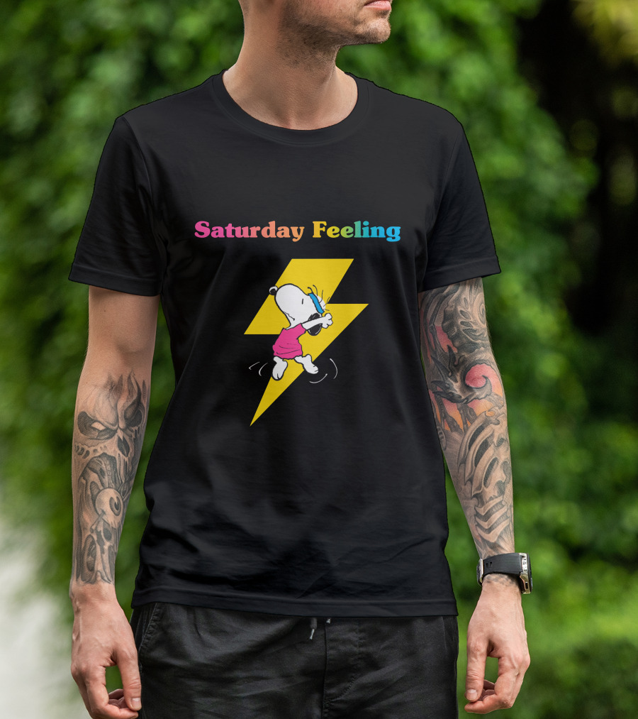 Saturday Feeling Snoopy Dancing Lightning Bolt T-Shirt