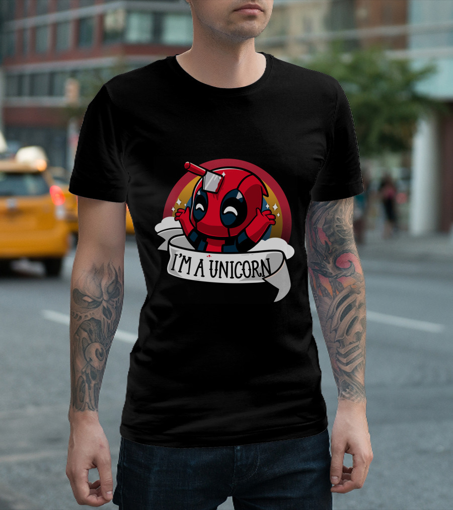 I'm a Unicorn Axe Head Deadpool Rainbow T-Shirt