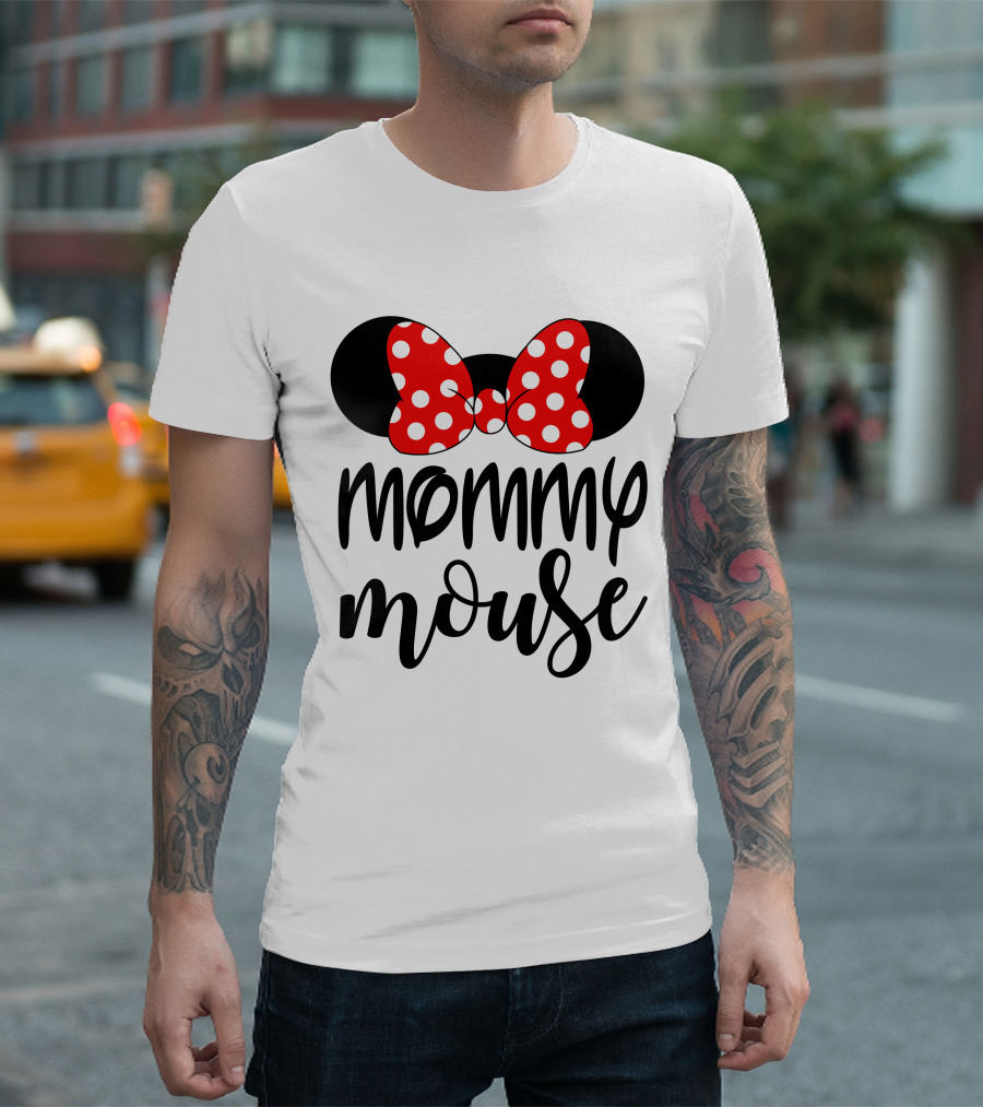 Mommy Mouse Red Polka Dot Bow Ears T-Shirt