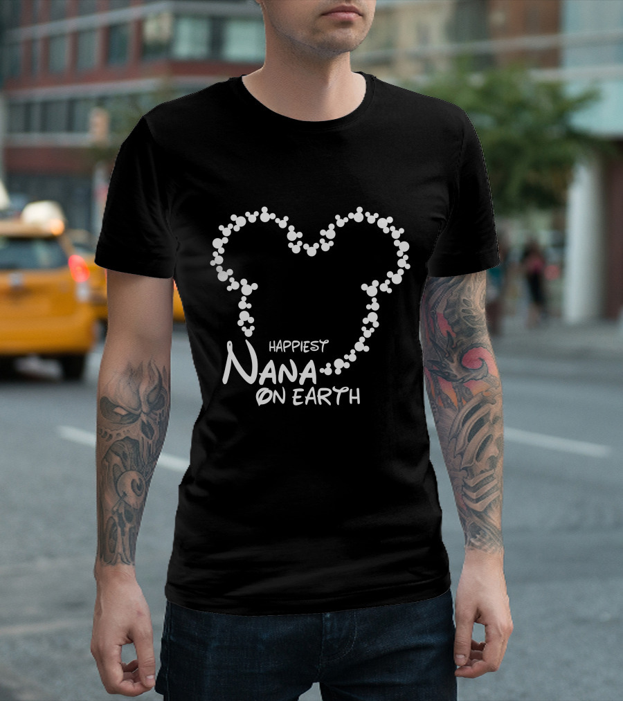 Happiest Nana On Earth Disney Mickey Mouse Ears Heart T-Shirt