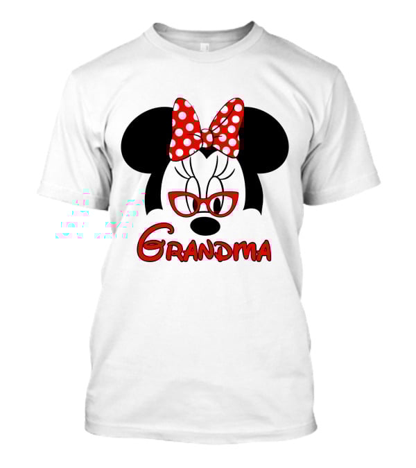 Minnie Grandma Polka Dot Bow Red Glasses T-Shirt