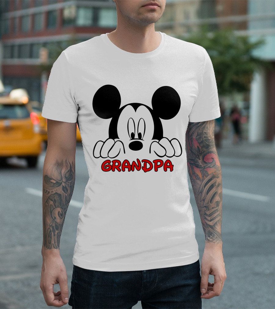 Mickey Mouse Peeking Grandpa T-Shirt