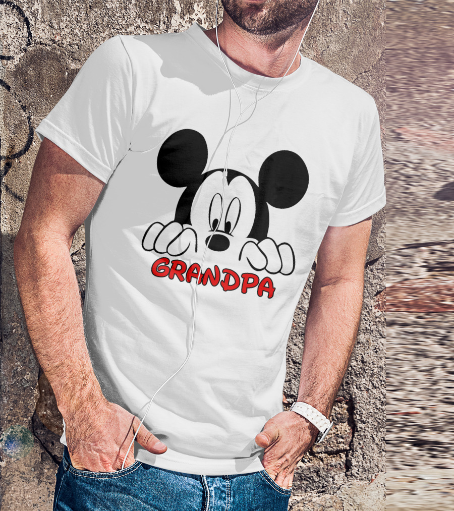 Mickey Mouse Peeking Grandpa T-Shirt