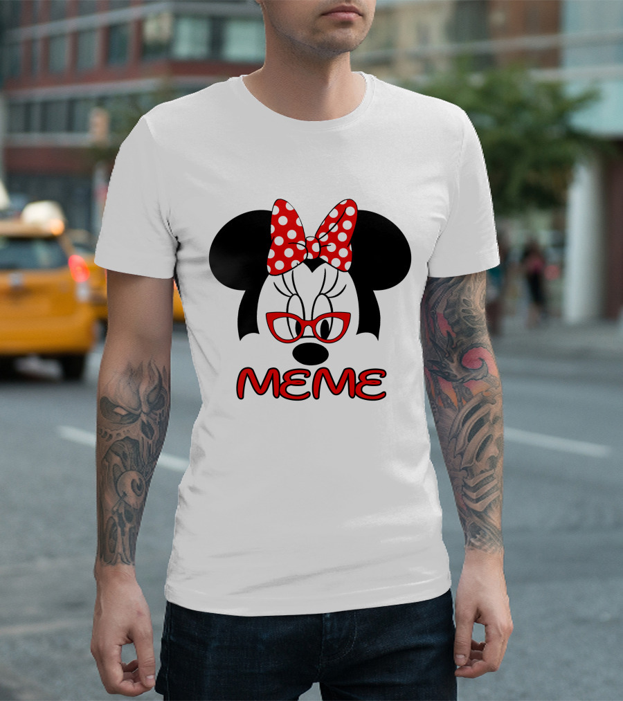 Minnie Meme Red Glasses Bow Dots T-Shirt