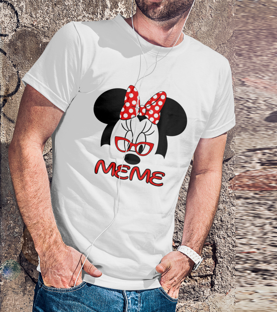 Minnie Meme Red Glasses Bow Dots T-Shirt