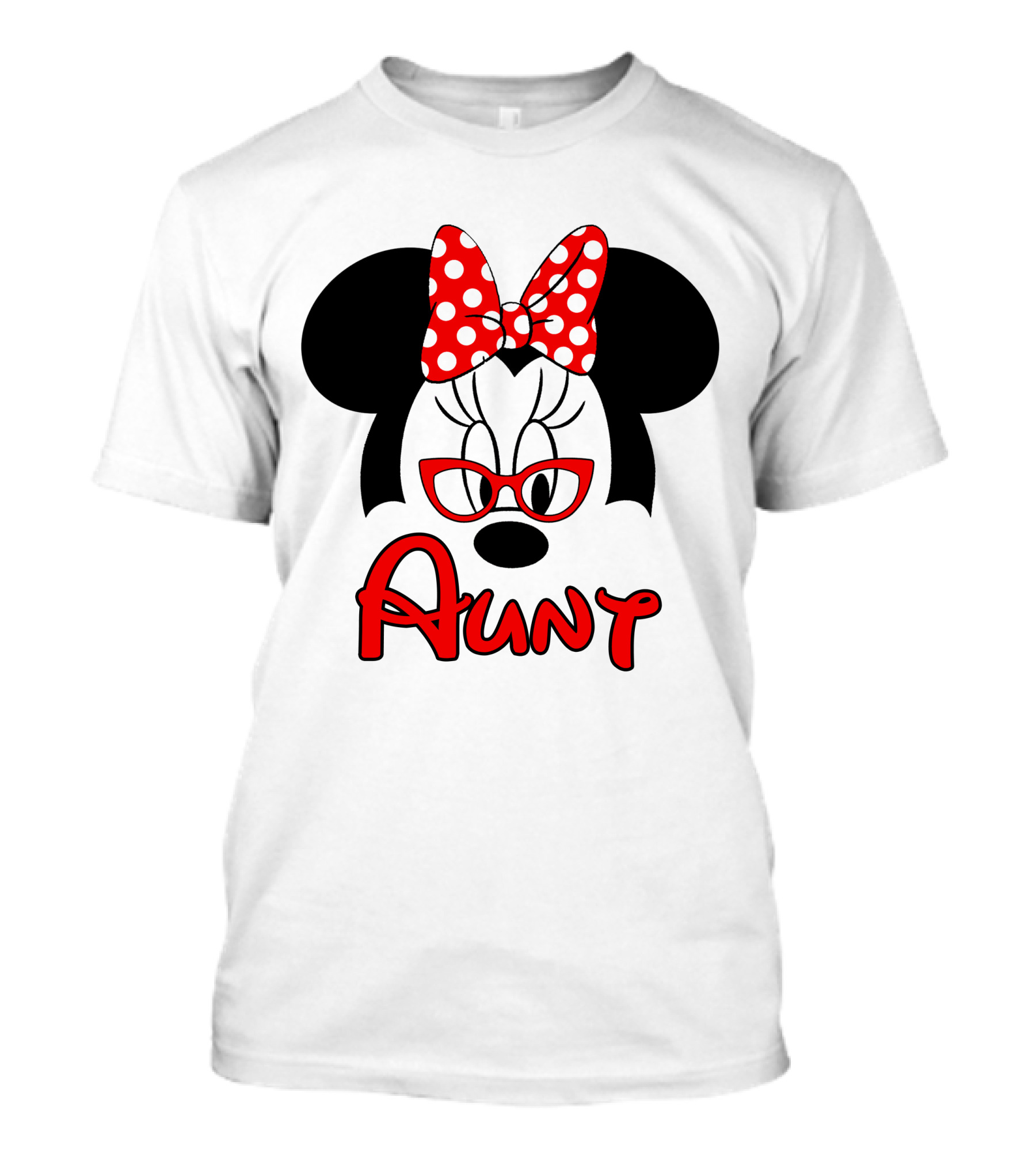 Minnie Mouse Aunt With Red Polka Dot Bow And Glasses T-Shirt