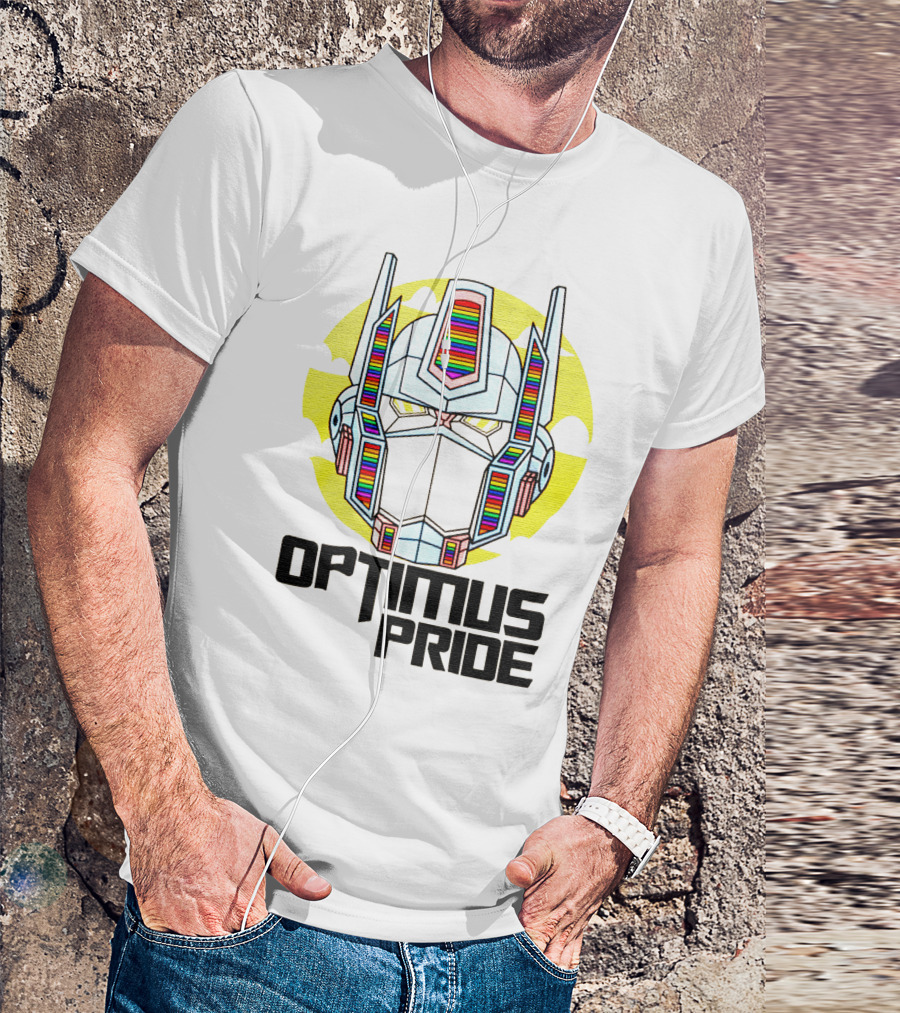 Optimus Pride Rainbow Robot Face T-Shirt