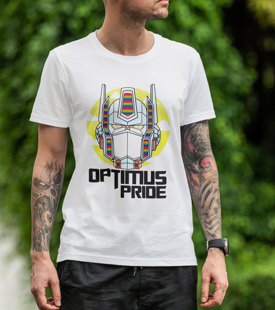 Optimus Pride Rainbow Robot Face T-Shirt