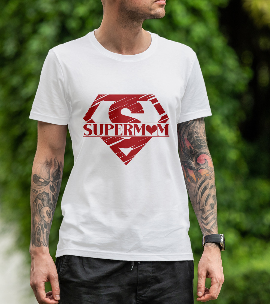 Supermom Shield Red S Logo With Heart T-Shirt