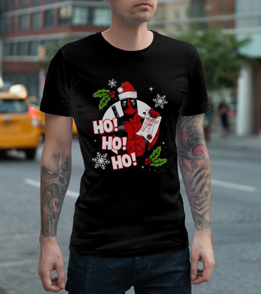 Deadpool Naughty List Ho Ho Ho Christmas T-Shirt