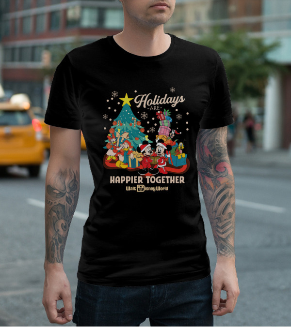 Walt Disney World Holidays Are Happier Together Mickey Minnie Christmas Tree T-Shirt