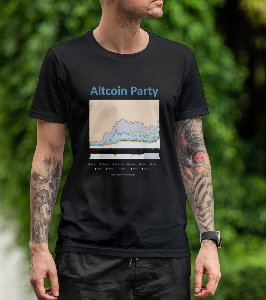 Altcoin Party Hold On For Dear Life Crypto Chart Featuring Bitcoin Ethereum Ripple NEO T-Shirt