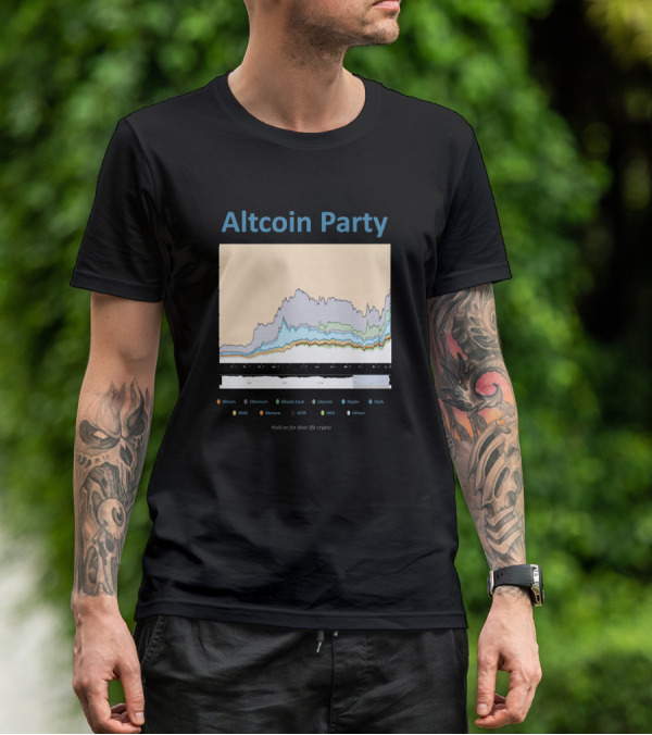 Altcoin Party Hold On For Dear Life Crypto Chart Featuring Bitcoin Ethereum Ripple NEO T-Shirt