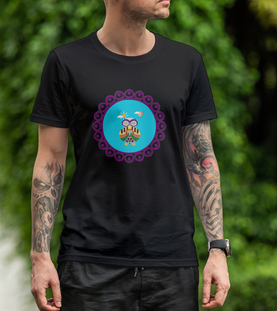 An Ornate Owl Sun Balloon Purple Circle 1402864 T-Shirt