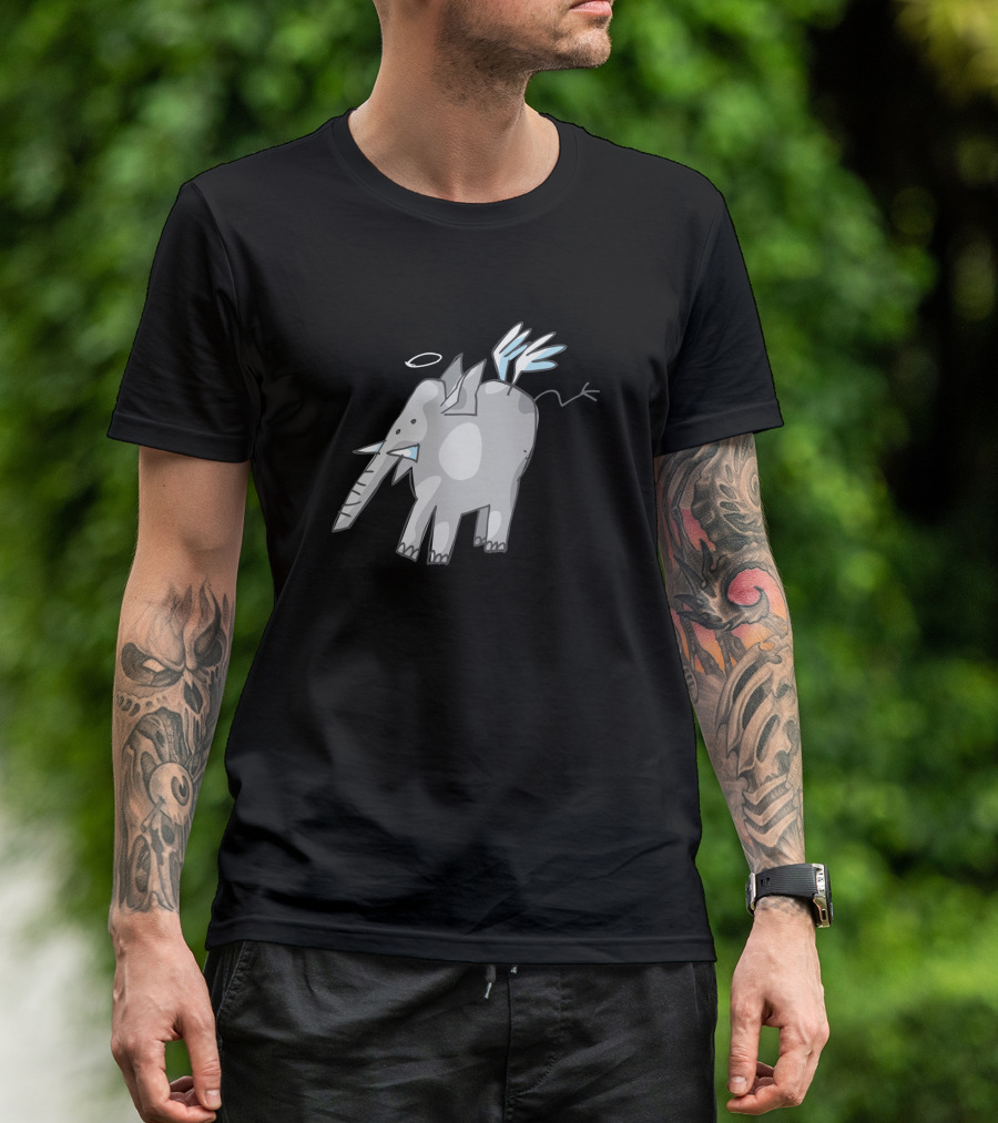 Angelphant 4047 Wings And Halo Elephant T-Shirt