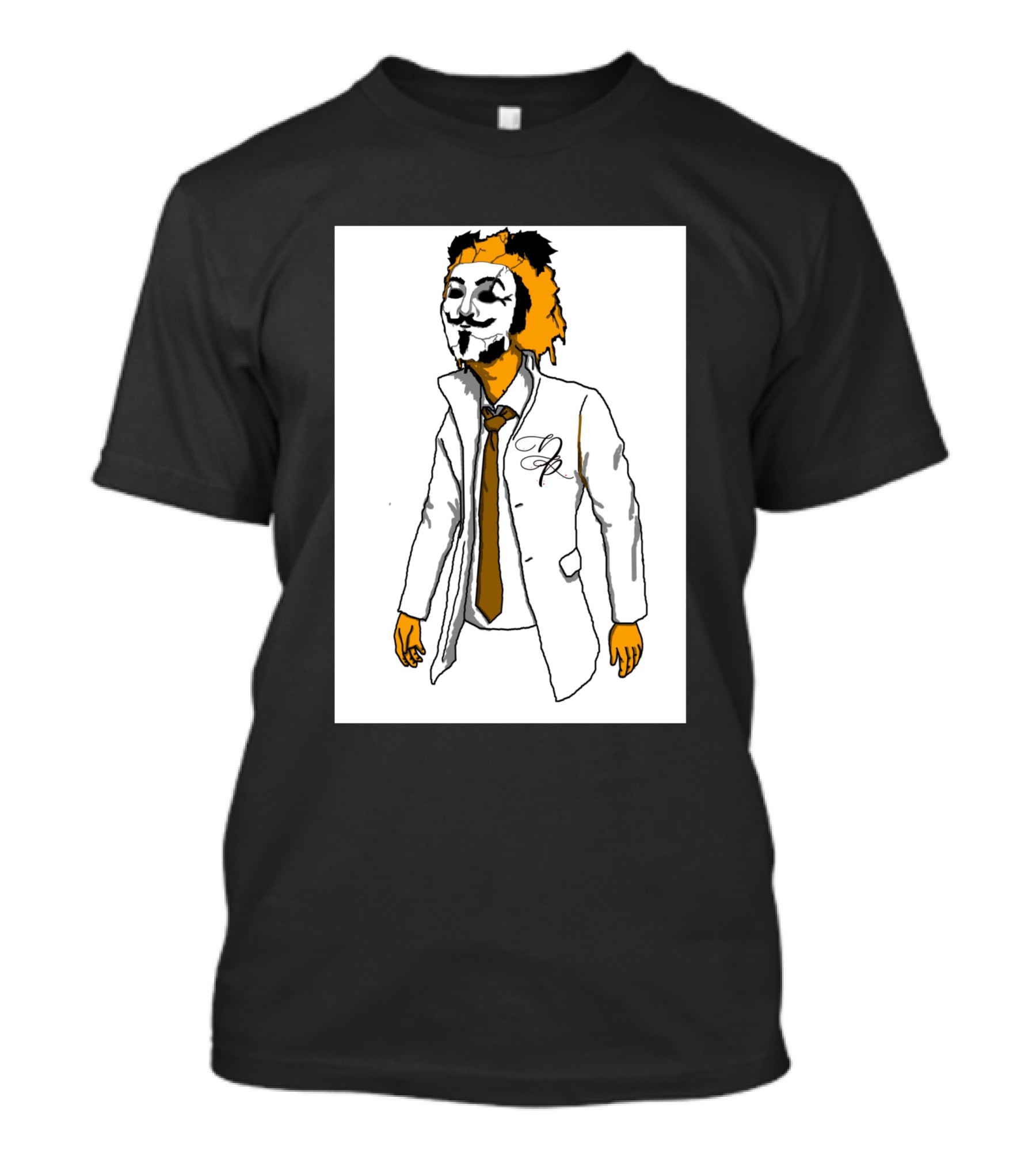 Guy Fawkes Mask Lion Hybrid With White Coat And Tie T-Shirt