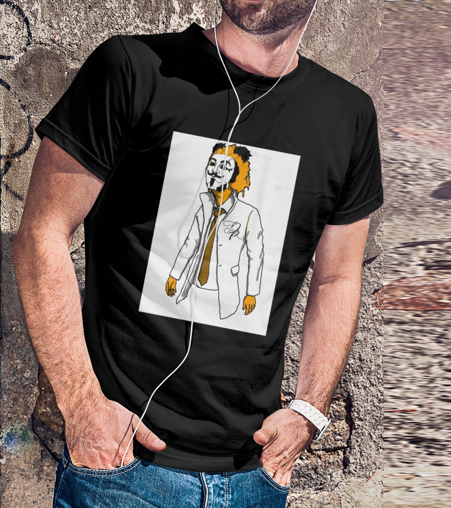 Guy Fawkes Mask Lion Hybrid With White Coat And Tie T-Shirt