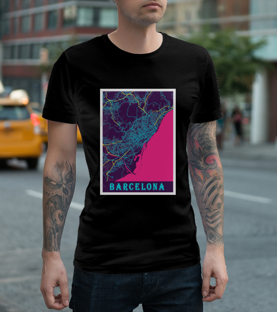 Barcelona Neon City Map 1670368 T-Shirt